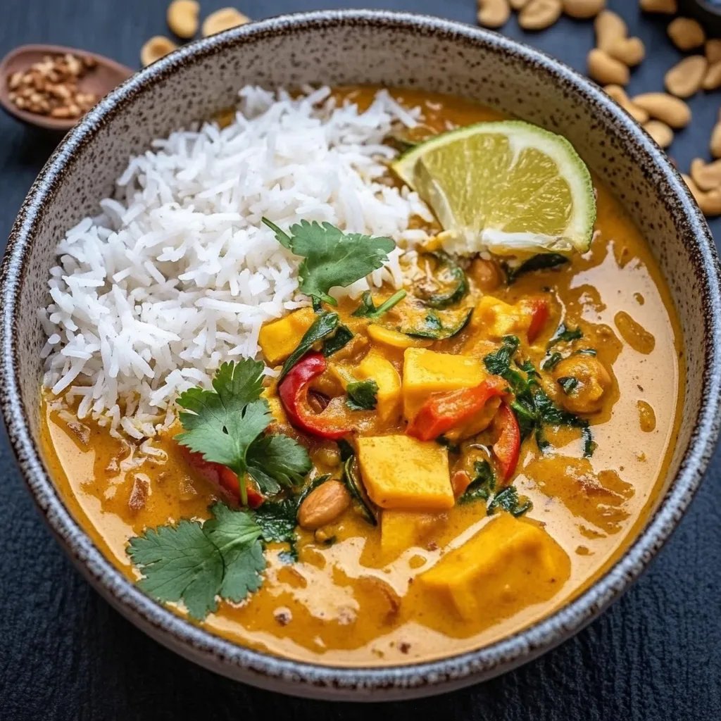 Veganes Erdnuss-Curry mit Süßkartoffel