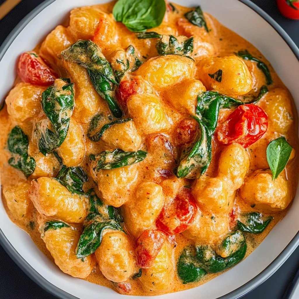 Schnelle Gnocchi-Pfanne mit Tomate & Spinat