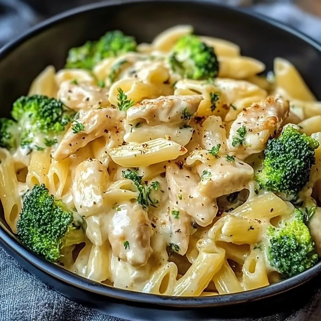 Cremige Hähnchen Brokkoli Pasta