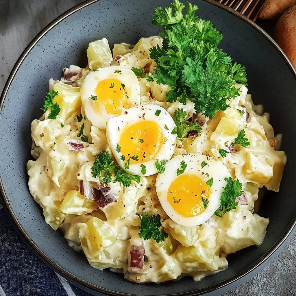 Klassischer Kartoffelsalat mit Ei und Mayonnaise